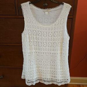CJ Banks White Lace Tank Top